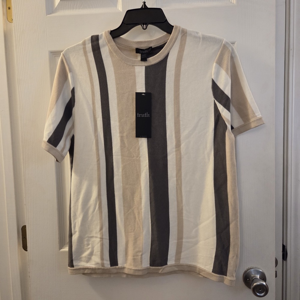 Truth by Republic men sz‎ M lightweight stripe sweater NWT classic retro grandpa